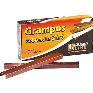 Grampos P/ Grampeador Cobreados 26/6 5000u Gramp