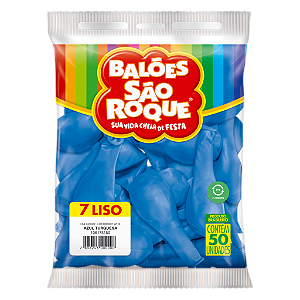 Balão N°7 Liso Azul Turquesa 50 Peças São Roque