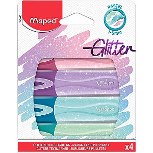 Marca Texto Tons Pastel Glitter 4 Cores Maped
