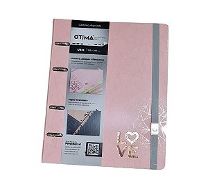 Caderno Argolado Pink Stone Rosa Geométrico Ótima