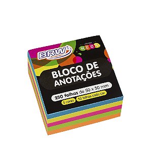 Bloco Smart Notes Cube 50x50mm 5 Cores Neon Brw