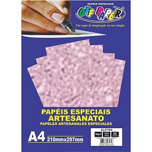 Papel Glitter A4 180g/m² Rose Gold 5 Fls Off Paper