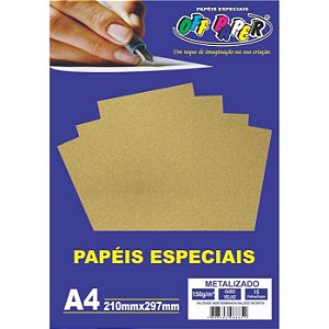 Papel Metalizado A4 150g/m² Ouro Velho Off Paper