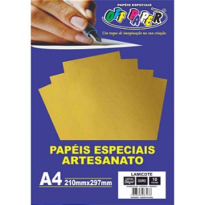 Papel Lamicote A4 250g/m² Ouro 10 Fls Off Paper