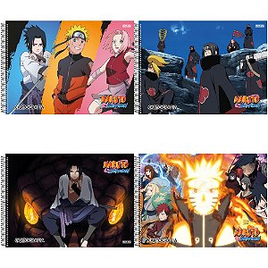 Caderno de Desenho Naruto Shippuden Preto - 60 Folhas - São