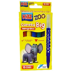 Hidrocor Big Zoo 6 Cores Kaz