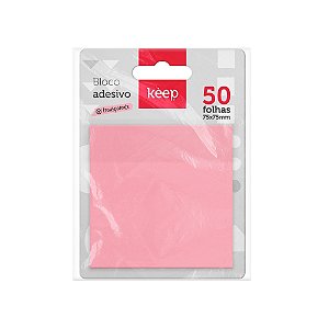 Bloco Adesivo 75x75mm Rosa Transparente Keep