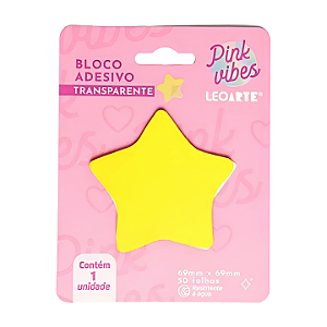 Bloco Adesivo 69x69mm Estrela Pink Vibes Leo