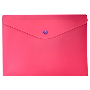 Pasta Envelope C/ Botão A4 Full Color Pink Dello