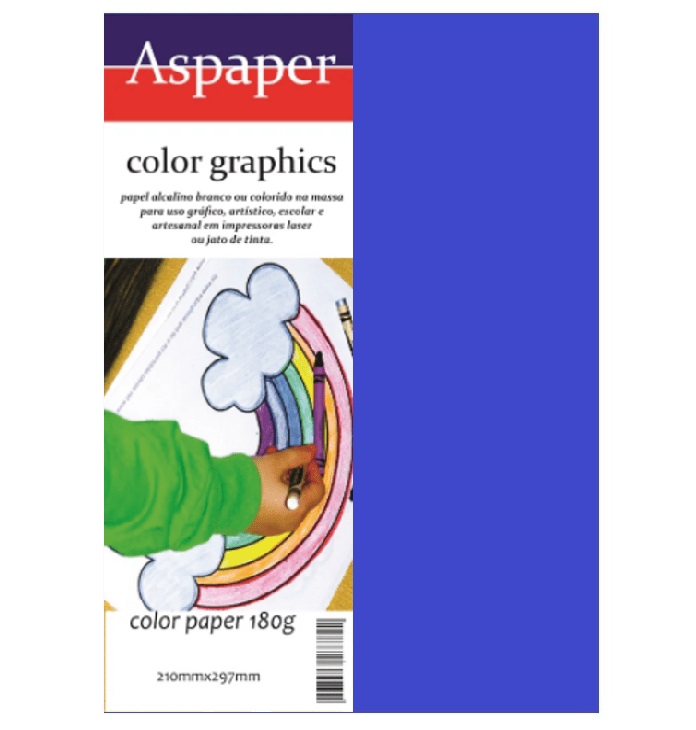 Papel A4 180g Color Lumi Azul Aspaper