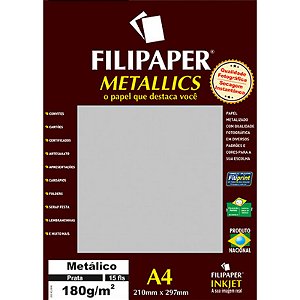 Papel Metallics A4 180g/m² Prata Filipaper