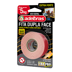 Fita Dupla Face Extra Forte 24mmx1,5m Adelbras