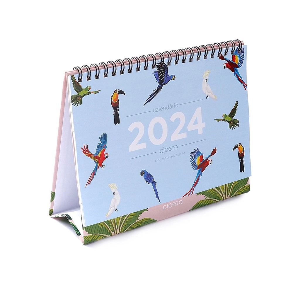 Calendário Mesa 2024 20x15cm Pássaros Cicero