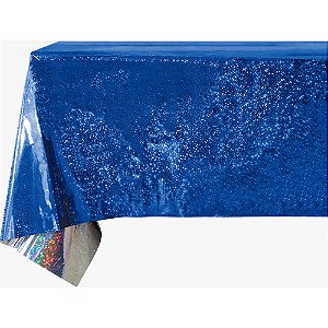 Toalha De Mesa Metalizada 137x274cm Azul Make