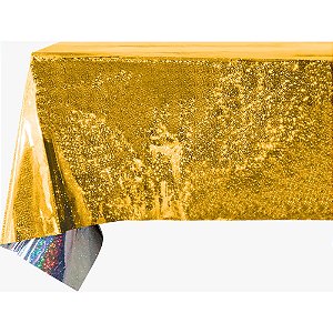 Toalha De Mesa Metalizada 137x274cm Ouro Make