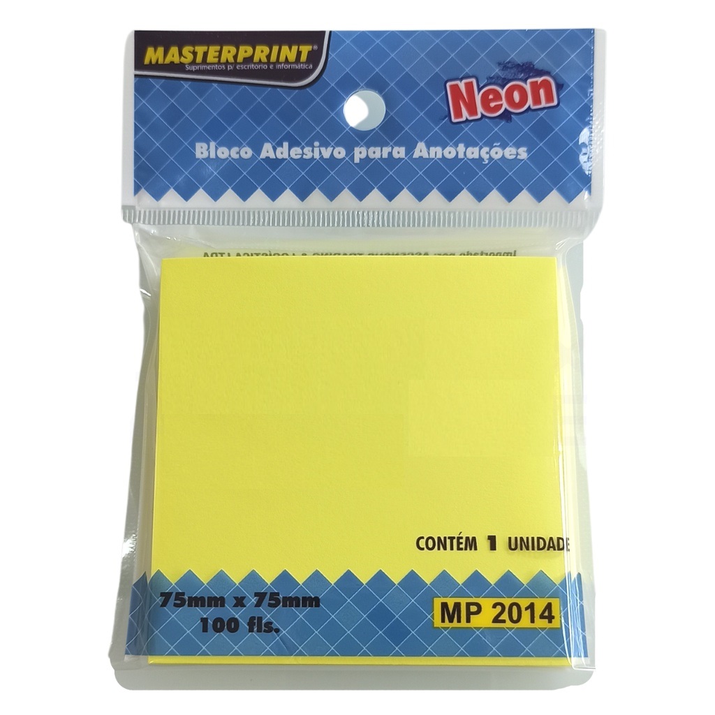 Bloco Adesivo Amarelo Neon 75x75mm 100 Fls Master