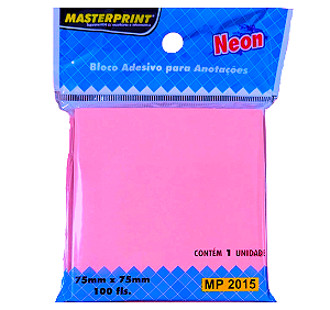 Bloco Adesivo Rosa Neon 75x75mm 100 Fls Master