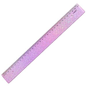 Régua 30cm New Line Holográfic Glitter Lilás Waleu