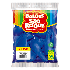 Balão N°7 Liso Azul Cobalto 50 Peças São Roque