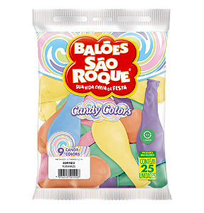 Balão N°9 Candy Colors 25 Peças São Roque