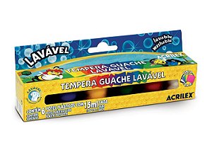 Tinta Guache Lavável 15ml 6 Cores Acrilex