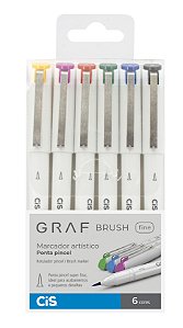 Marcador Artístico Graf Brush Fine 06 Cores Cis
