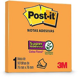 Notas Adesivas Post-it 76x76mm Laranja 3m