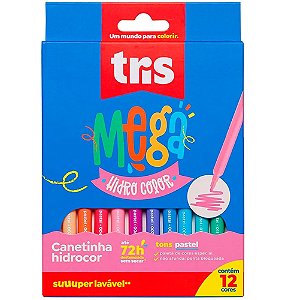 Hidrocor Mega Hidro Color Pastel 12 Cores Tris