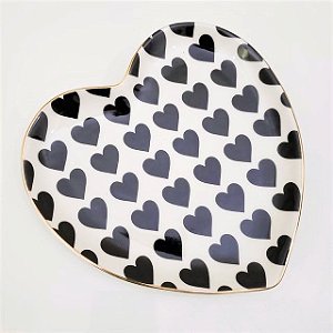 Mini Prato Decor Em Ceramica Black Hearts Mart