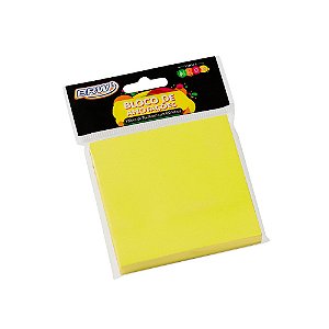 Bloco De Anotações 76x76mm Amarelo Neon Brw