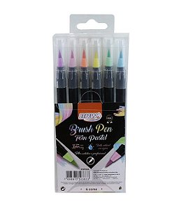 Marcador Artistico Brush Pen Pastel 6 Cores Brw