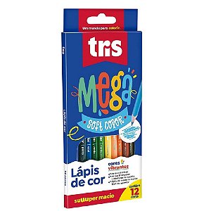 Lápis De Cor Mega Soft Color 12 Cores Tris
