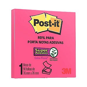 Refil P/ Porta Notas Adesivas 76x76mm Rosa Neon 3m