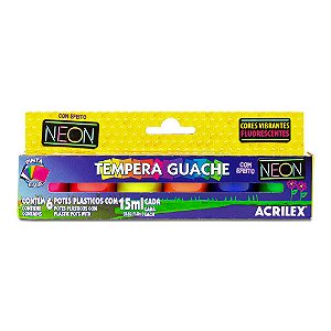 Tempera Guache Neon 6 Cores 15ml Cada Acrilex