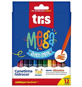 Hidrocor Mega Hidro Color 12 Cores Tris