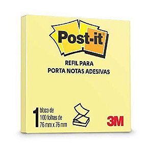 Refil Para Porta Notas Adesivos 76x76mm Amarelo 3m