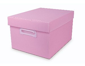 Caixa Organizadora Grande Rosa Pastel Polibras