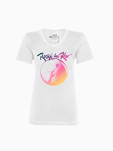 Camiseta Feminina Spray Color Branca Rock in Rio