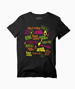 Camiseta Stickers Neon Masculina Rock in Rio