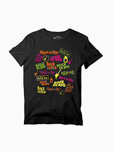 Camiseta Stickers Neon Masculina Rock in Rio