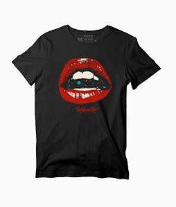 Camiseta Boca Masculina Preta Rock in Rio