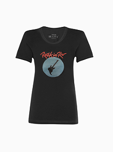 Camiseta Glow Feminina Preta Rock in Rio