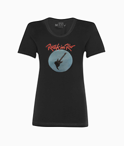 Camiseta Glow Feminina Preta Rock in Rio