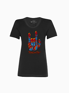 Camiseta Feminina Te Amo Preta Rock in Rio