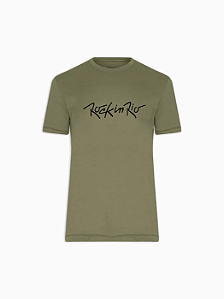 Camiseta Lettering Rock in Rio Verde Oliva