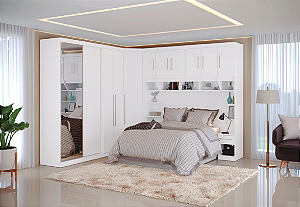 Roupeiro de Canto - Cama Casal Branco Supreme 2.74,4 x 2.99,4m