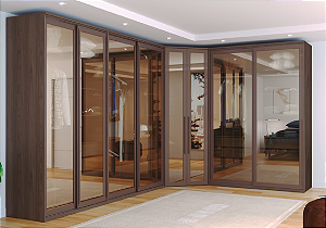 Roupeiro de Canto Cappuccino Vidro Reflecta Premium 3.55 x 2.35m