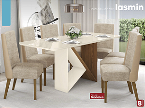 Sala de Jantar Mesa e cadeiras Iasmin 8 Lugares