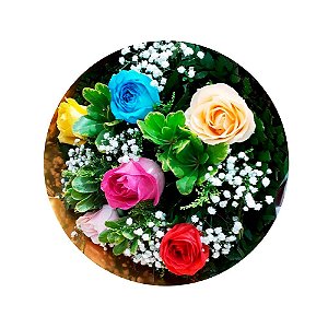 Buque de 6 rosas coloridas papel colorido