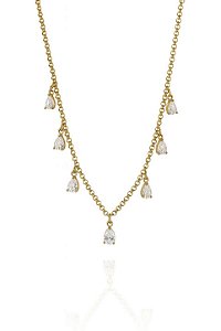 Colar Gotas De Zircônias Folheado Em Ouro 18K